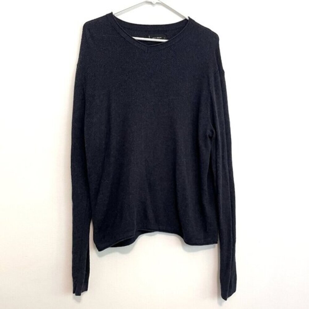 LUCKY BRAND Mens Welterweight V-Neck Sweater Navy Blue Knit Lightweight Pullover - Picture 2 of 16